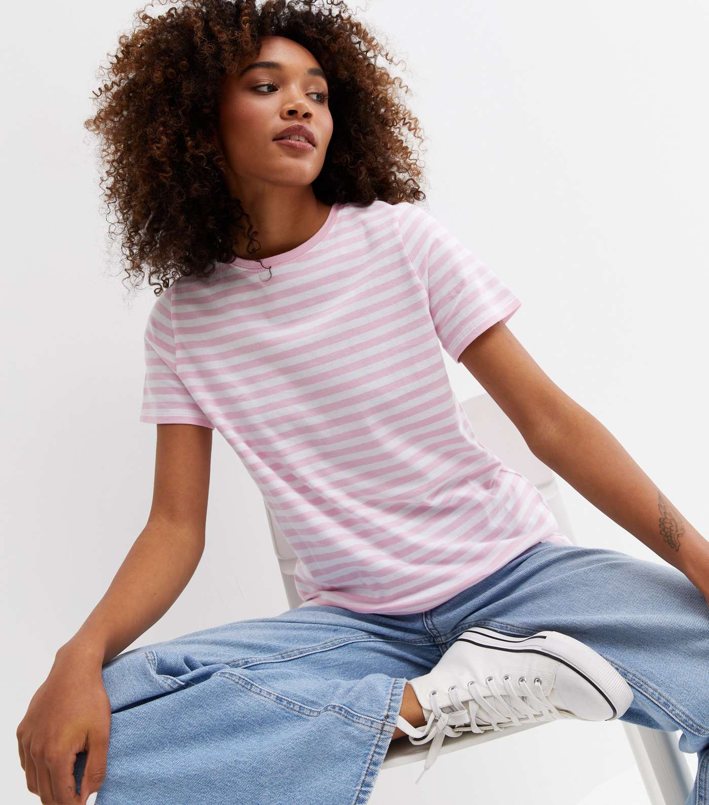 Pink Stripe Short Sleeve T-Shirt Image 3