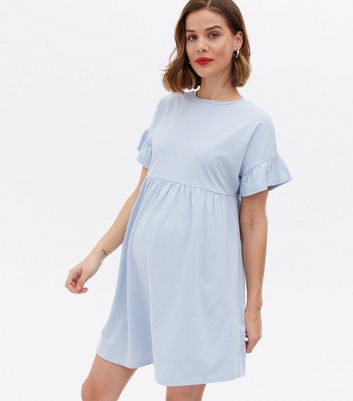 Maternity Pale Blue Jersey Mini Smock Dress New Look