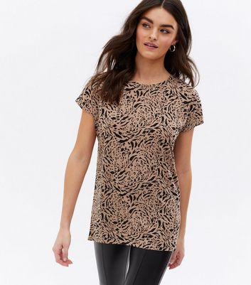 Brown Animal Print Short Sleeve T-Shirt 