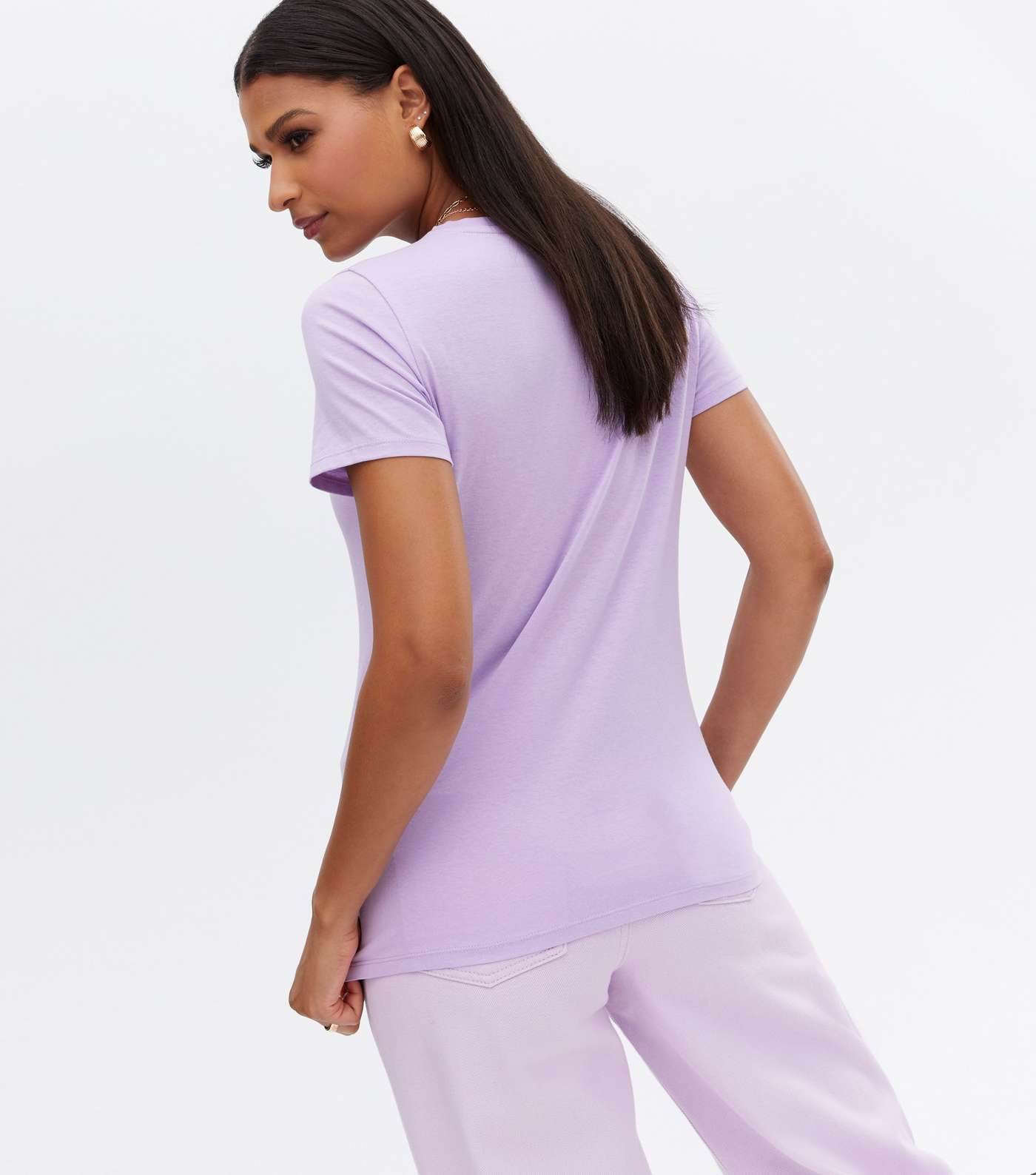 Lilac Short Sleeve Crew Neck T-Shirt Image 4