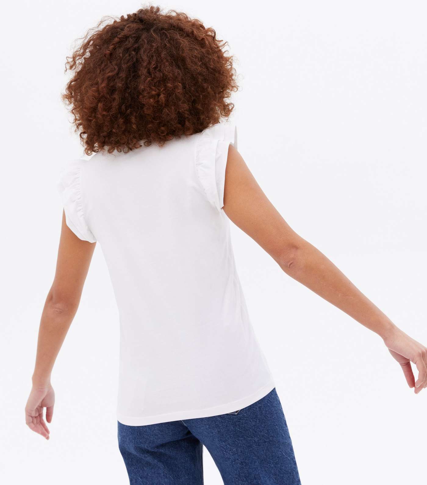 White Frill Sleeve T-Shirt Image 4
