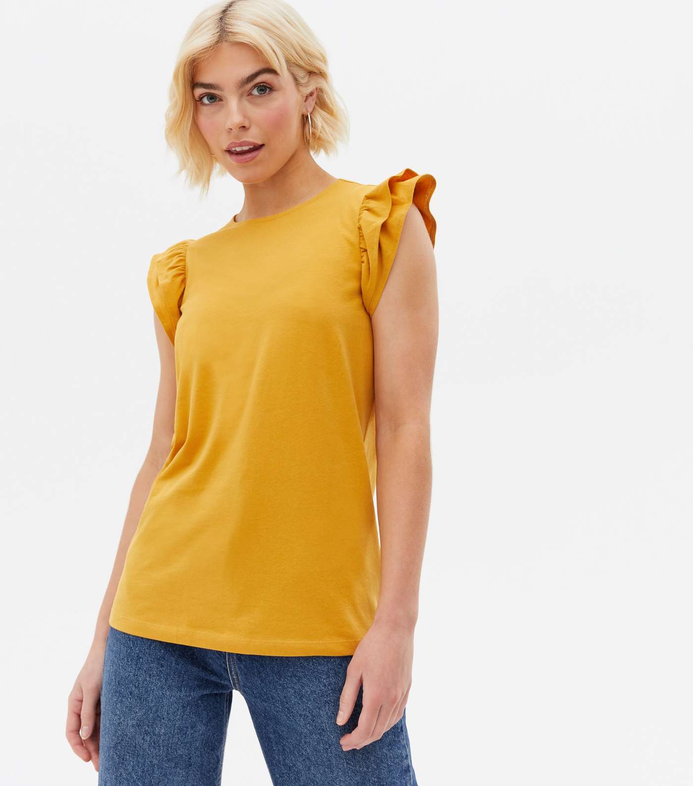 Mustard Frill Sleeve T-Shirt