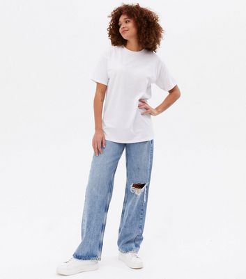 White Crew Neck Oversized T Shirt New Look