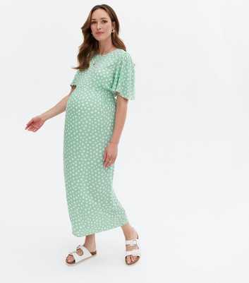 Maternity Green Ditsy Floral Midi Dress