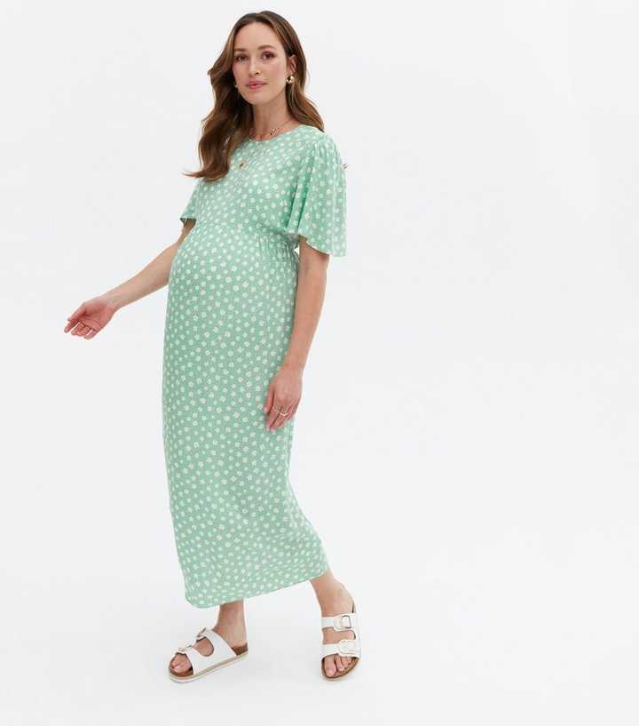 Polka Dot Asos Queen Bee Maternity Green Ditsy Floral Midi Dress