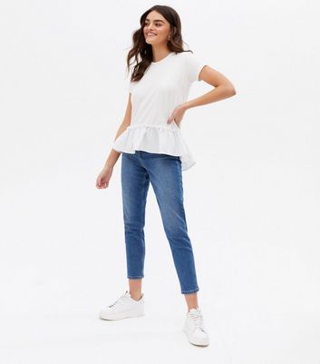 White Poplin Peplum T Shirt New Look