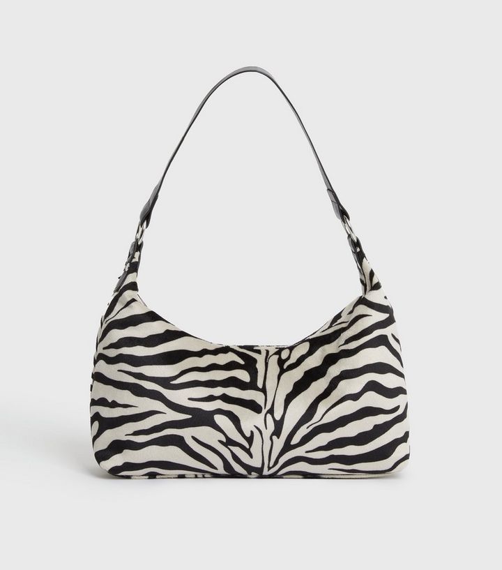 PIECES Black Zebra Print Shoulder Bag | New Look