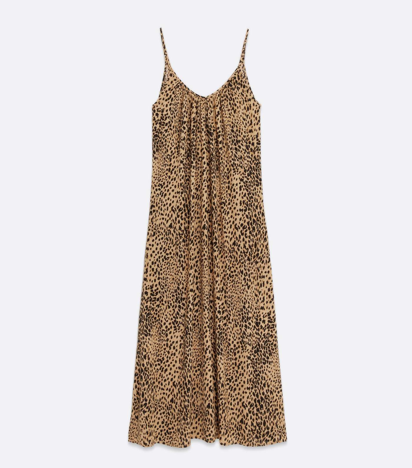 Brown Leopard Print Crinkle Midi Beach Dress Image 5