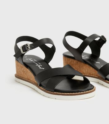 Black cork wedge store sandals