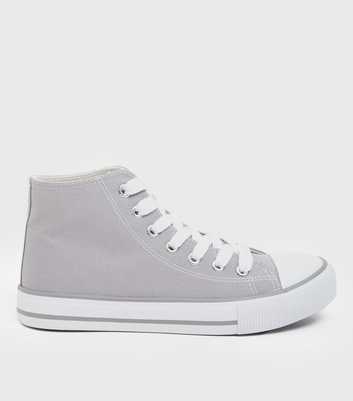 Grey Canvas High Top Trainers