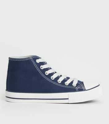 Navy Canvas High Top Trainers