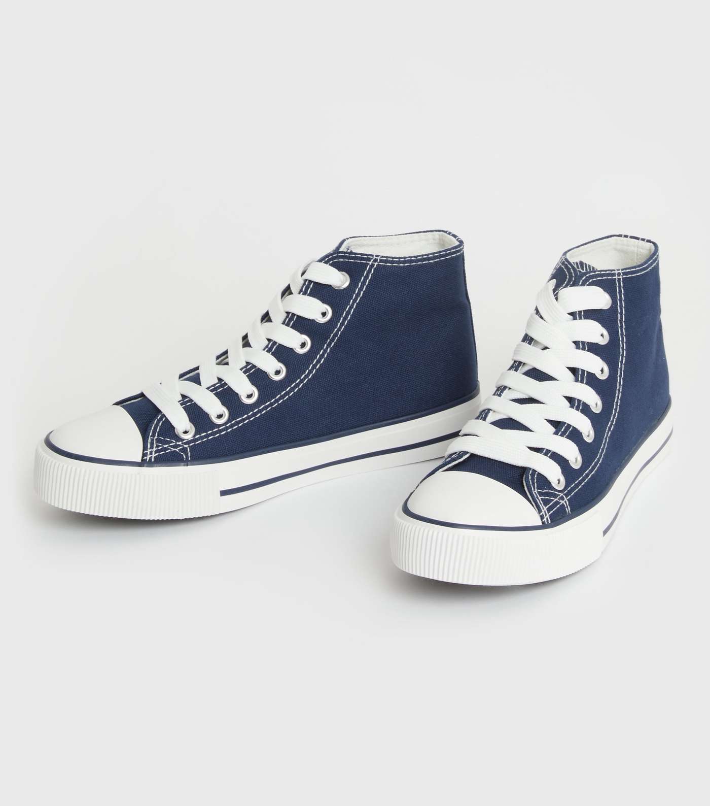 Navy Canvas High Top Trainers Image 3