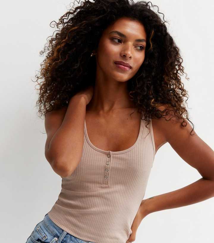 Mink Ribbed Popper Vest