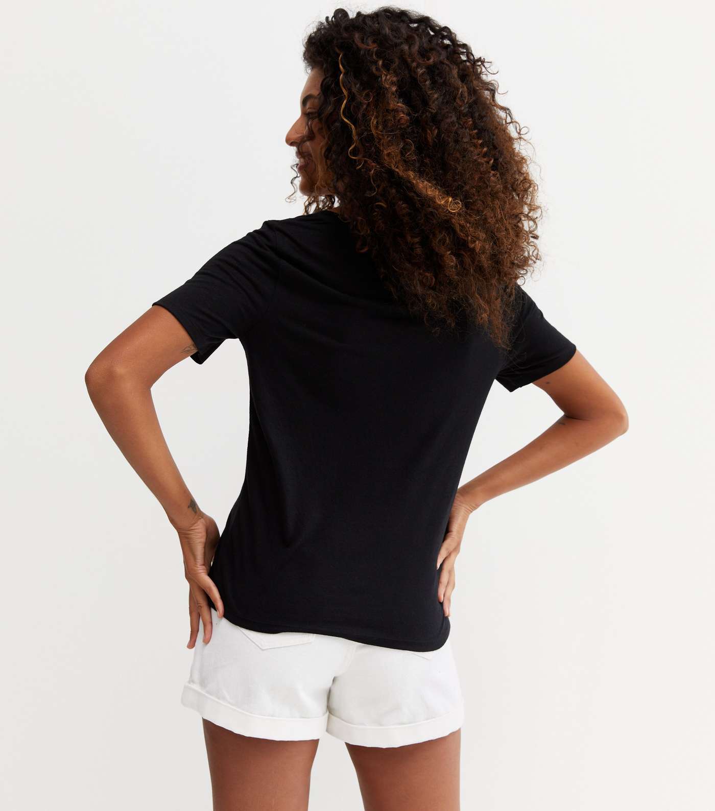 Black Jersey V Neck T-Shirt Image 4