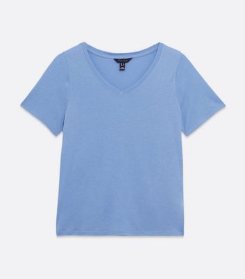 blue v neck t shirt womens