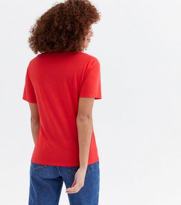 red v neck shirt