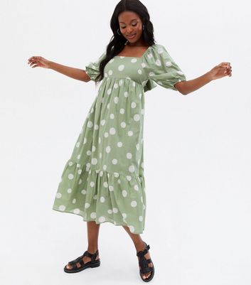 new look green spot dress