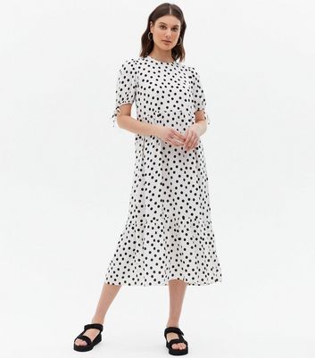 new look spot midi dress