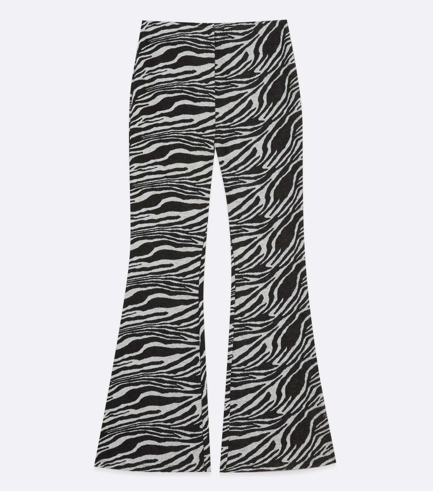 Petite Black Zebra Print Jersey Flared Trousers Image 5