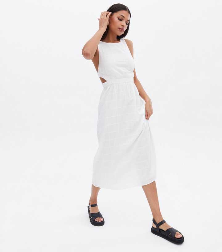 white cut out midi dress