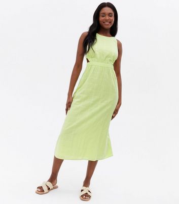 Click to view product details and reviews for Light Green Cut Out Cross Back Midi Dress New Look.