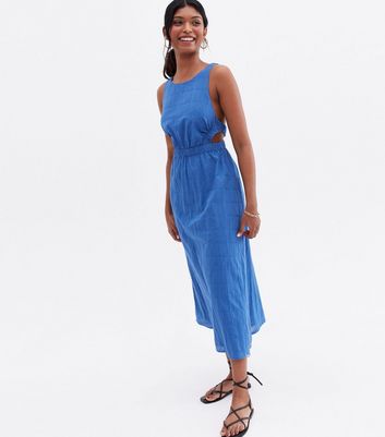 Click to view product details and reviews for Bright Blue Cut Out Cross Back Midi Dress New Look.