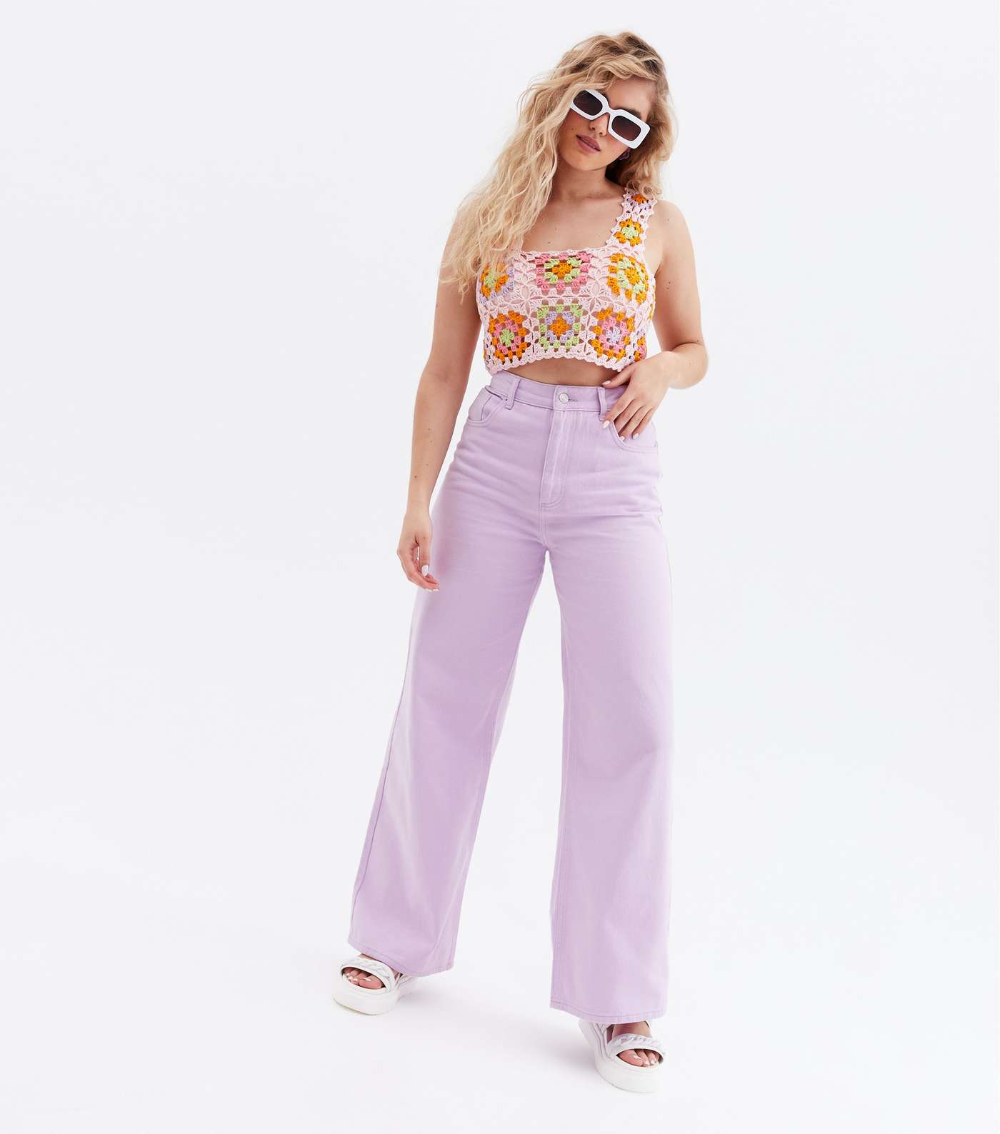 Turn up the Volume Lilac Extreme Wide Leg Jeans Image 3
