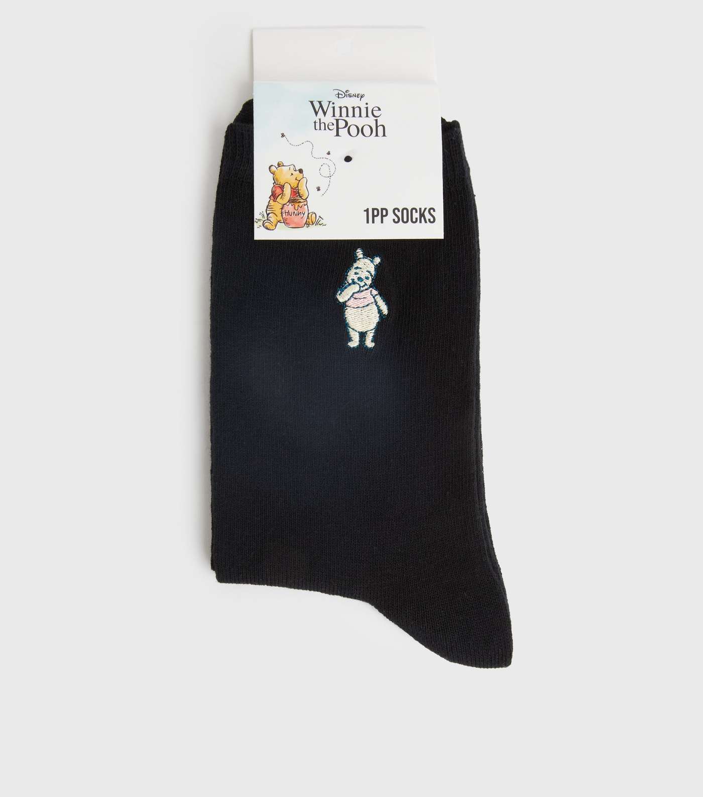 Black Winnie the Pooh Embroidered Socks Image 2