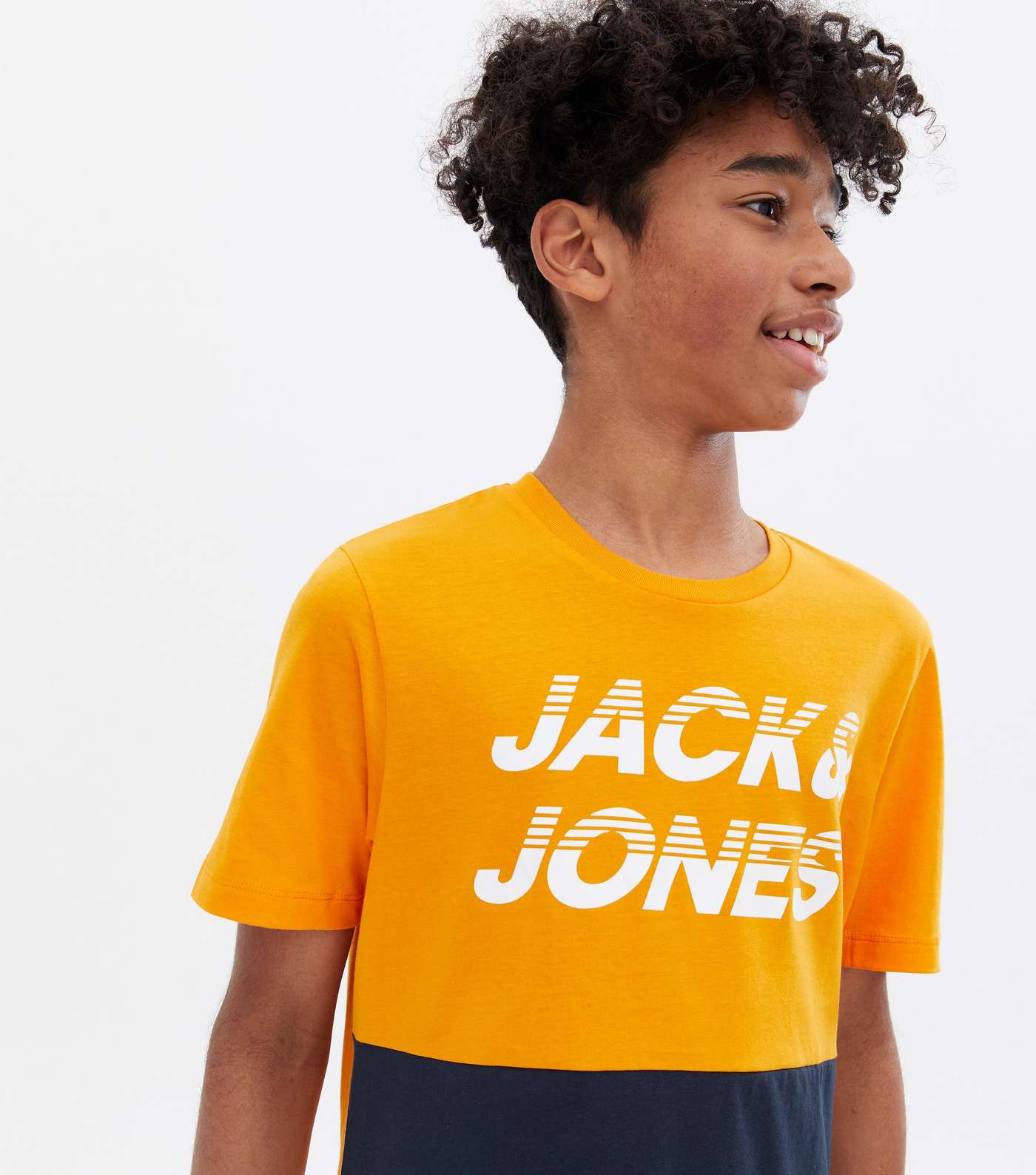 Jack & Jones Junior Orange Colour Block Logo T-Shirt Image 3