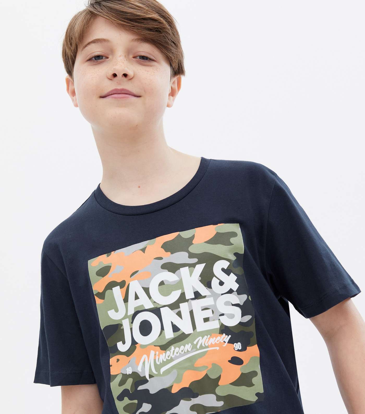 Jack & Jones Junior Navy Camo Logo T-Shirt Image 2