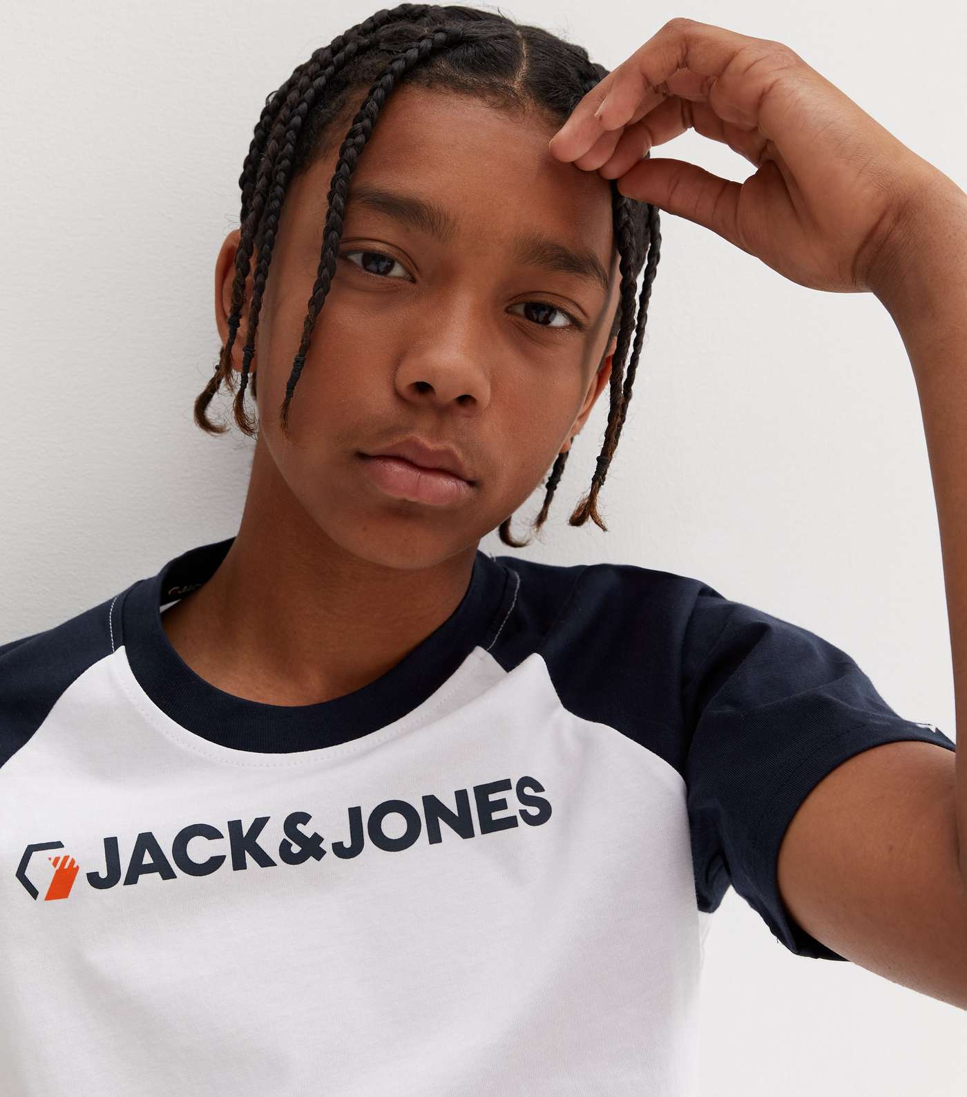 Jack & Jones Junior White Logo Ringer T-Shirt