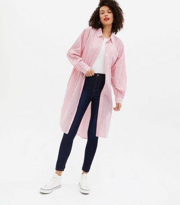 Click to view product details and reviews for Tall Pink Stripe Poplin Oversized Shirt New Look.