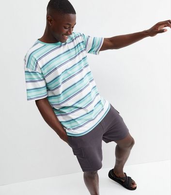 White and Blue Stipe Oversized T-Shirt 