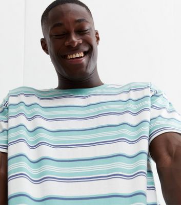 White and Blue Stipe Oversized T-Shirt 