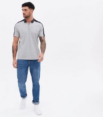 grey short sleeve polo shirt