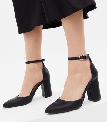 shop for Black Pointed Block Heel Court Shoes New Look Vegan at Shopo