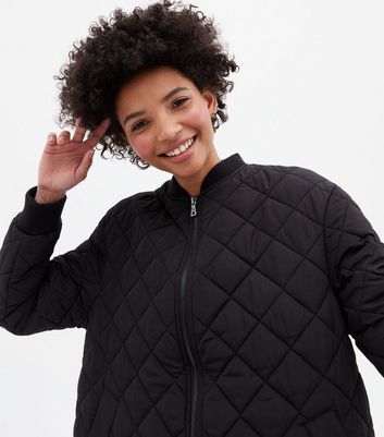 Click to view product details and reviews for Black Quilted Long Sleeve Bomber Jacket New Look.