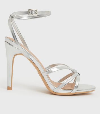 Silver sandal heels new hot sale look