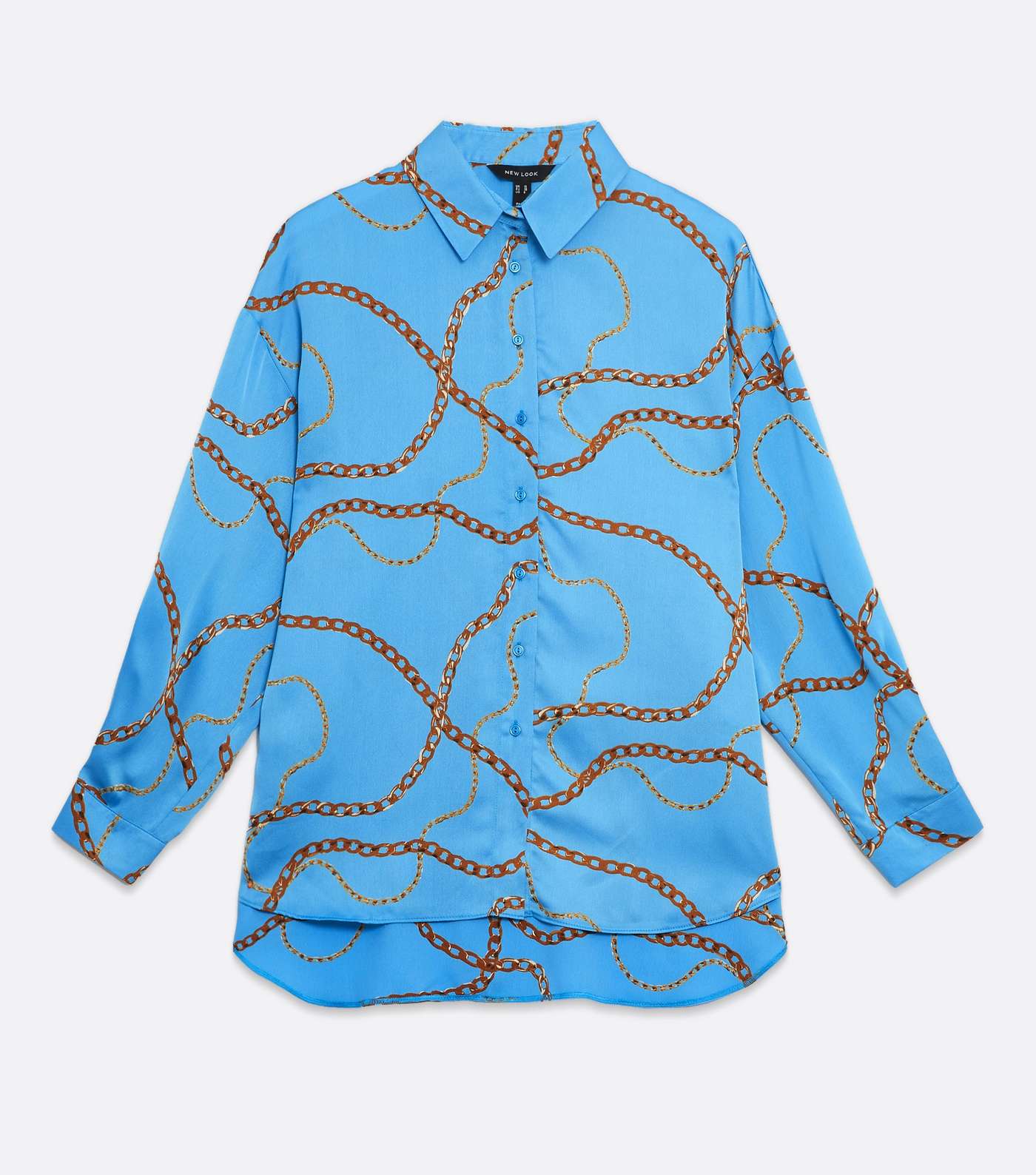 Blue Chain Satin Oversized Shirt Image 5