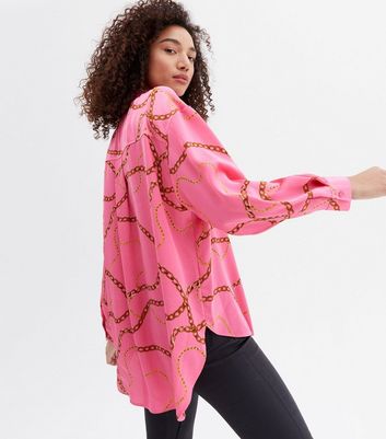 pink chain print blouse