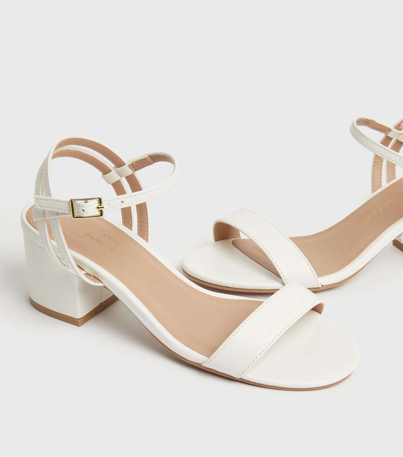 White Strappy Block Heel Sandals Image 3