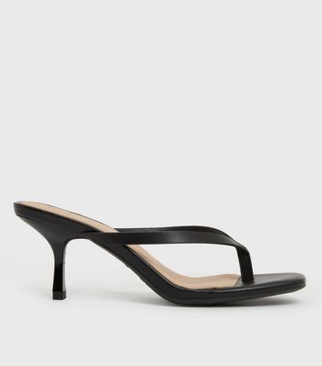 Black Square Toe Kitten Heel Mules | New Look