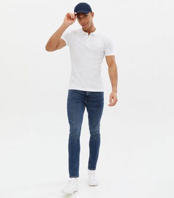 White Short Sleeve Muscle Fit Polo 