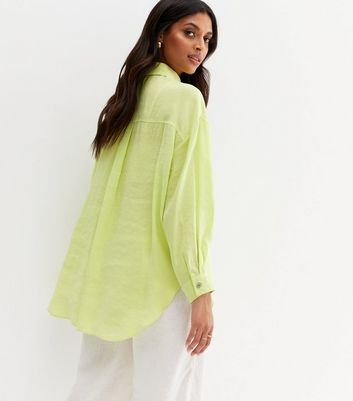 Lime green long shop sleeve shirt womens