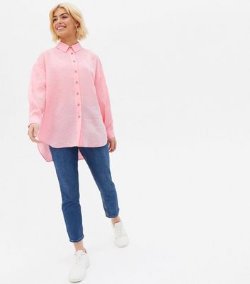 Pink Long Sleeve Oversized Shirt New Look