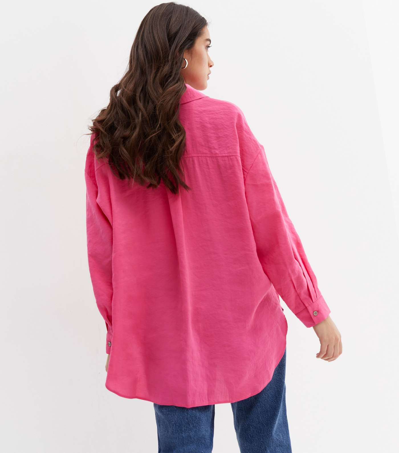 Deep Pink Long Sleeve Oversized Shirt Image 4