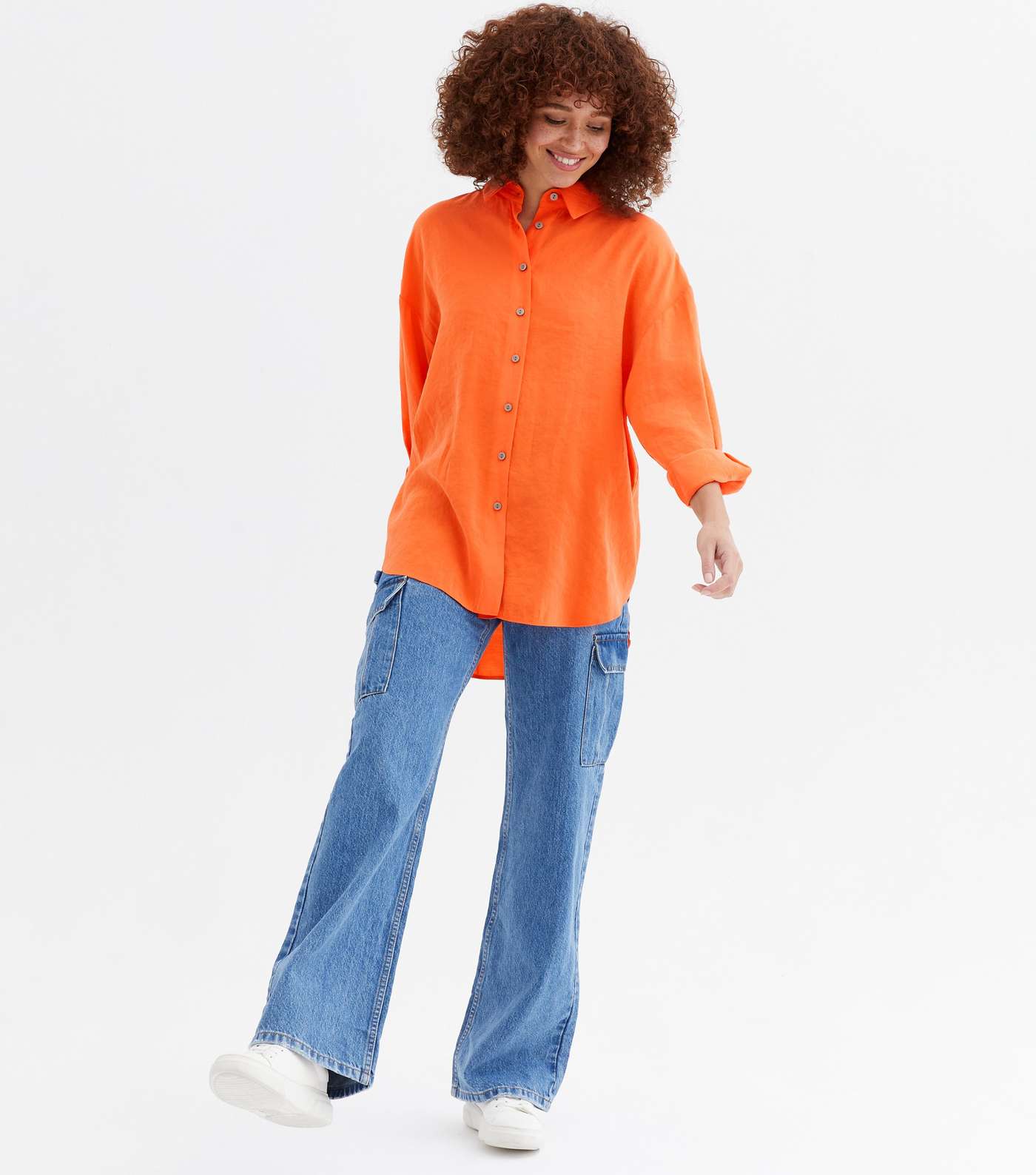 Burnt Orange Long Sleeve Oversized Shirt Image 2
