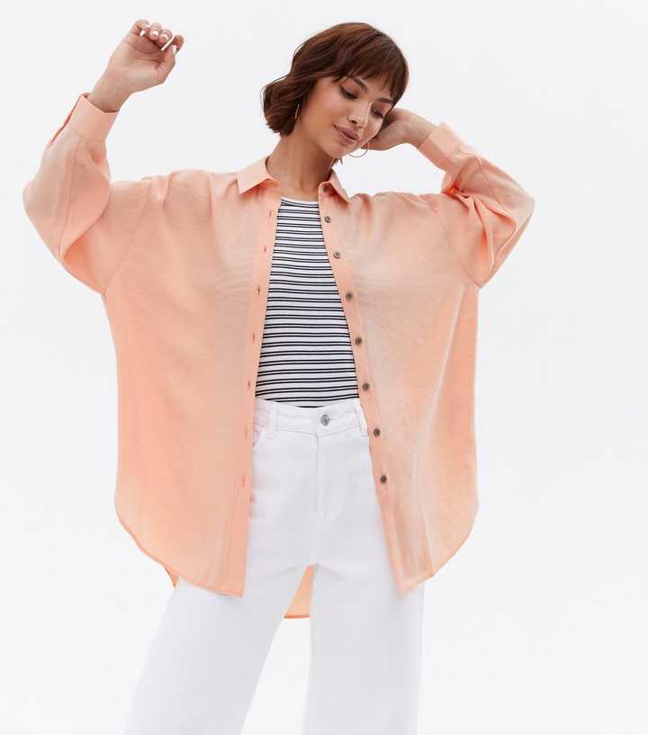 Coral Long Sleeve Oversized Shirt | New Look