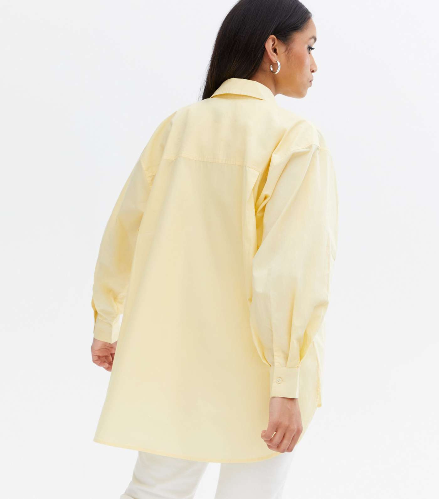 Petite Pale Yellow Poplin Oversized Shirt Image 4