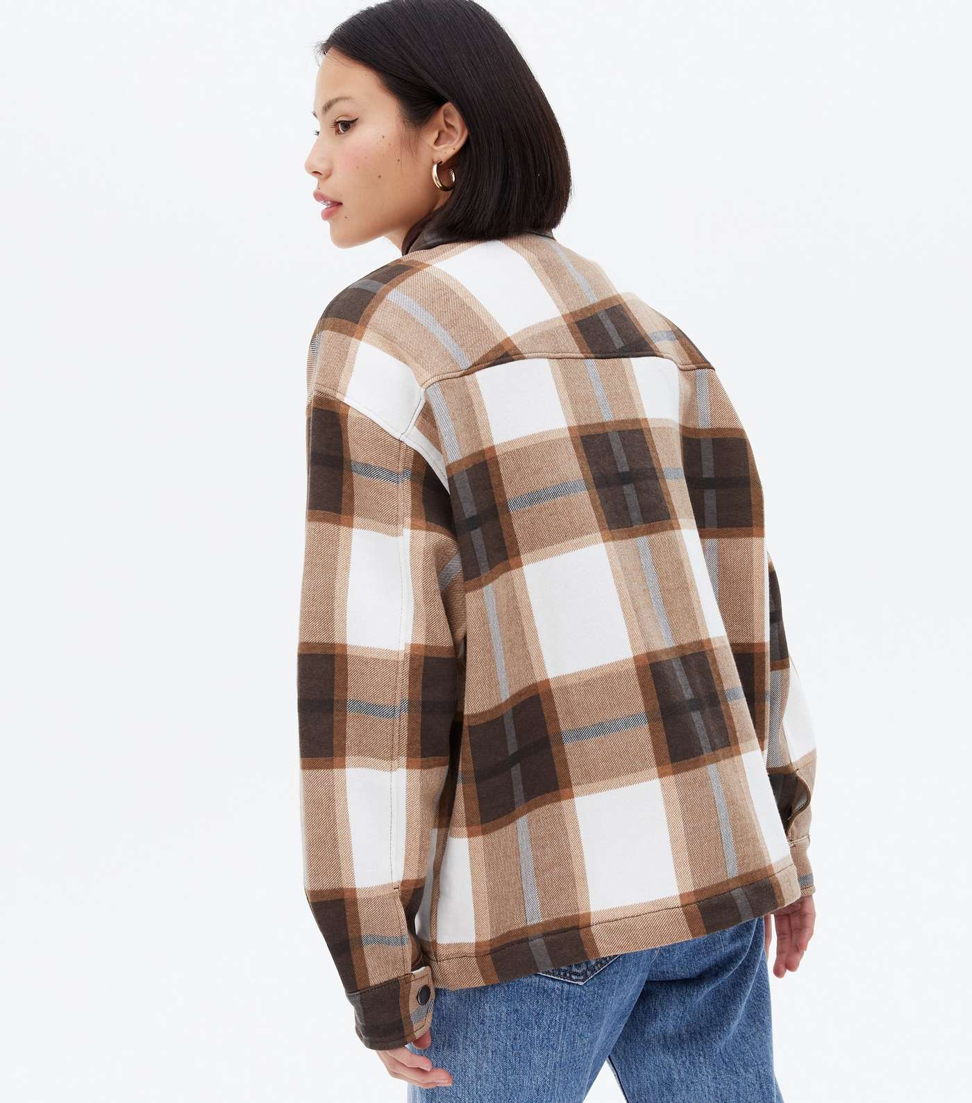 Cameo Rose Brown Check Oversized Shacket Image 4